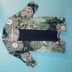 Espresso ruched sleeve mock cardigan top